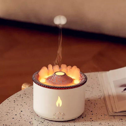 White Volcano humidifier On Table 